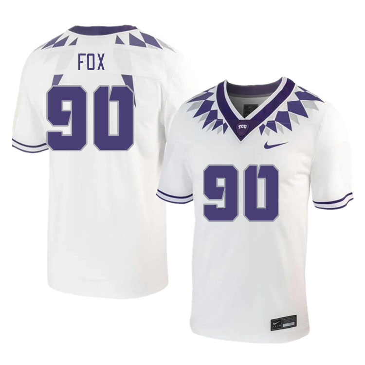 Men #90 Caleb Fox TCU Horned Frogs 2023 College Footbal Jerseys Stitched-White - Click Image to Close